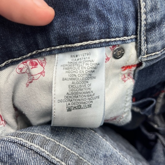 True Religion Flap Pocket Straight Jeans Womens 28 Blue Denim Stretch 2509 - Picture 3 of 11